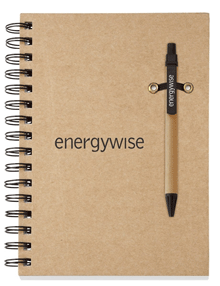 Black Silk Screened Natural Cover Notebook with Pen